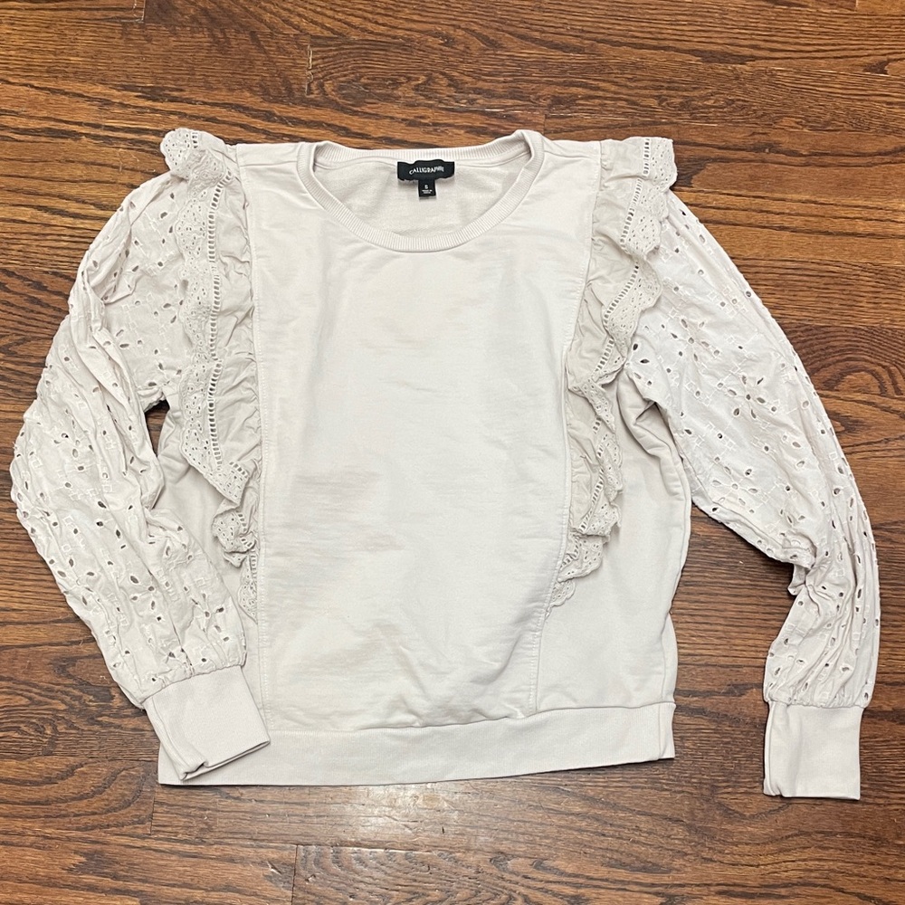 Calligraphie Cream Lace Sleeve Top